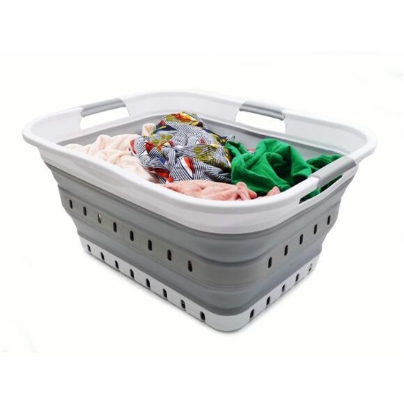42L (11 gallon) Collapsible Plastic Laundry Basket - Foldable Pop Up Storage - Picture 5 of 7